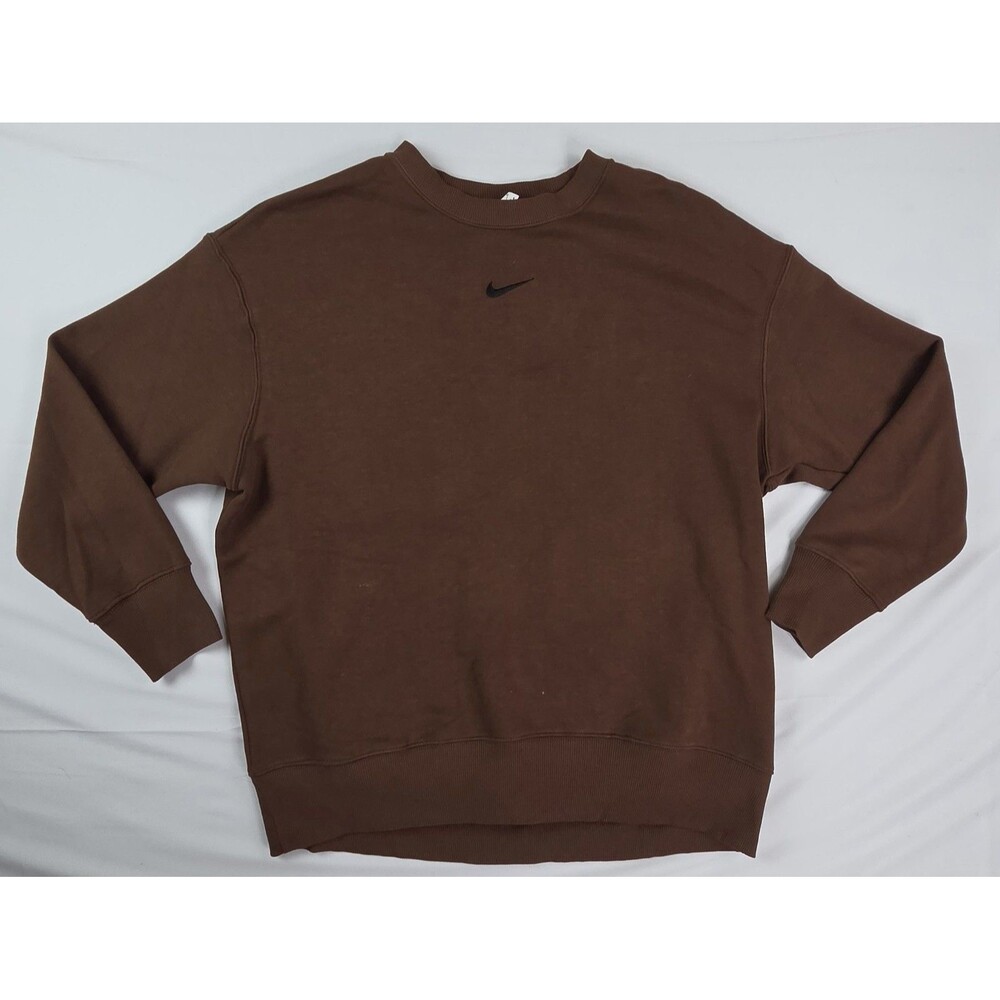 Vintage Nike Sweatshirt Mens Medium Brown 2000s Y2K Crewneck Long Sleeve